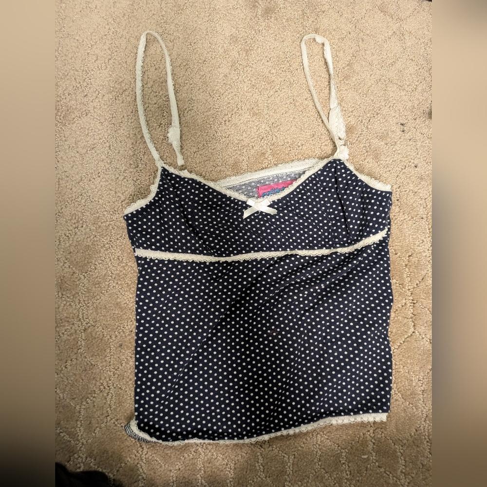 Edikted Black and White Polka Dot Lace Top